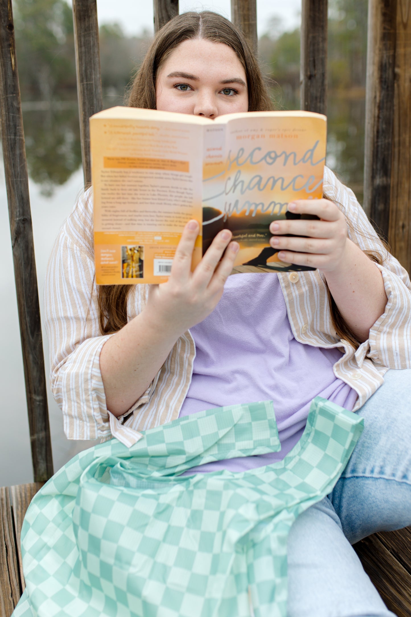 Lagoon Check Reusable Bag