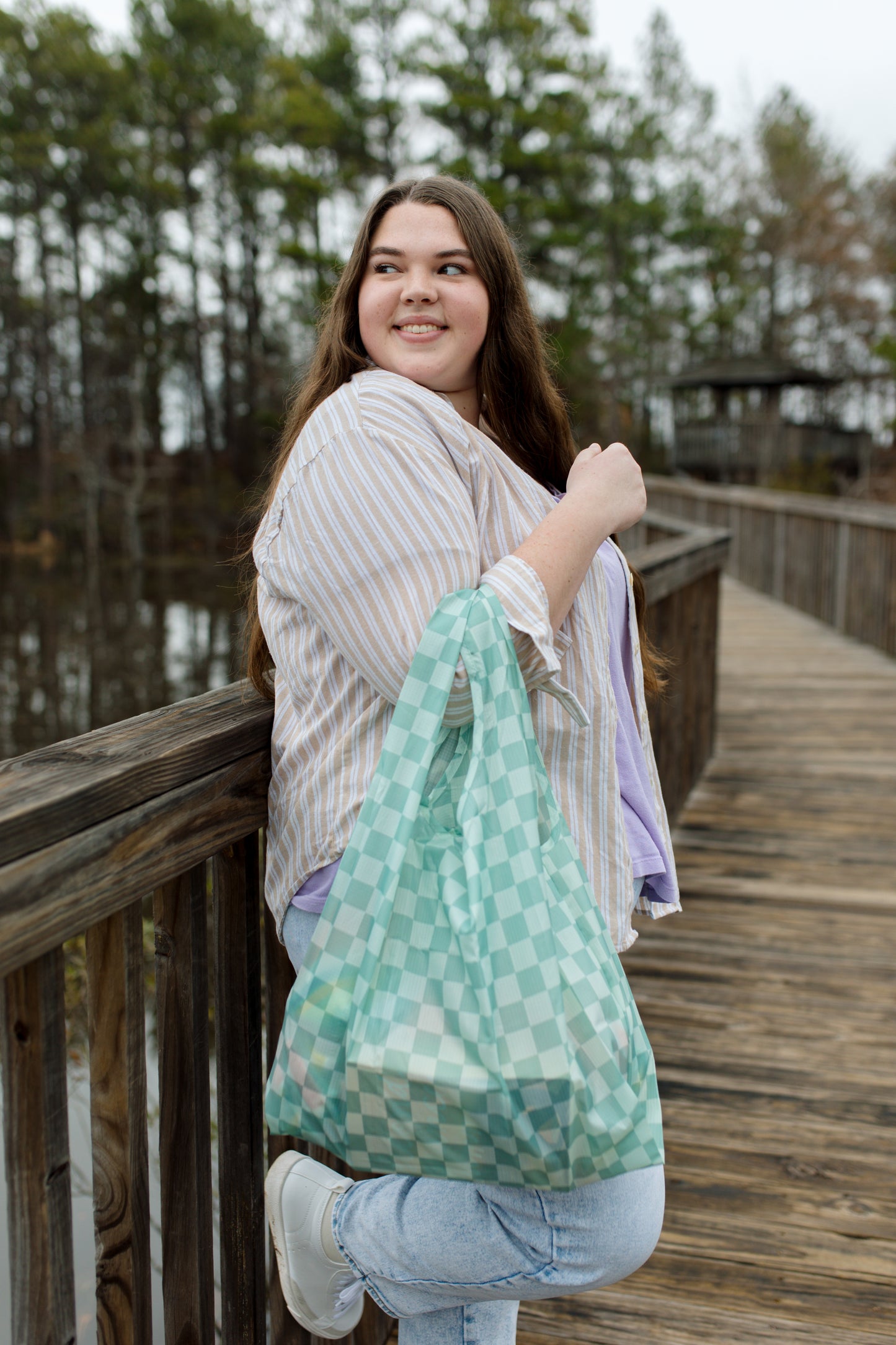Lagoon Check Reusable Bag