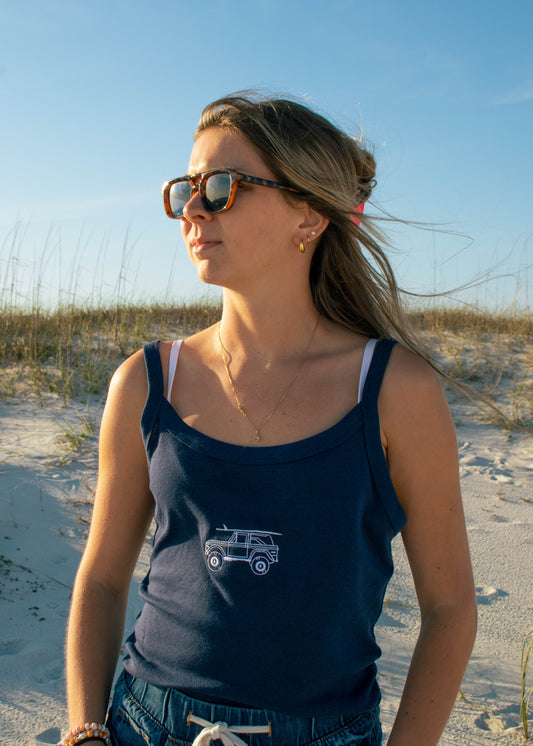 Surf Jeep Embroidered Micro-rib Tank Top
