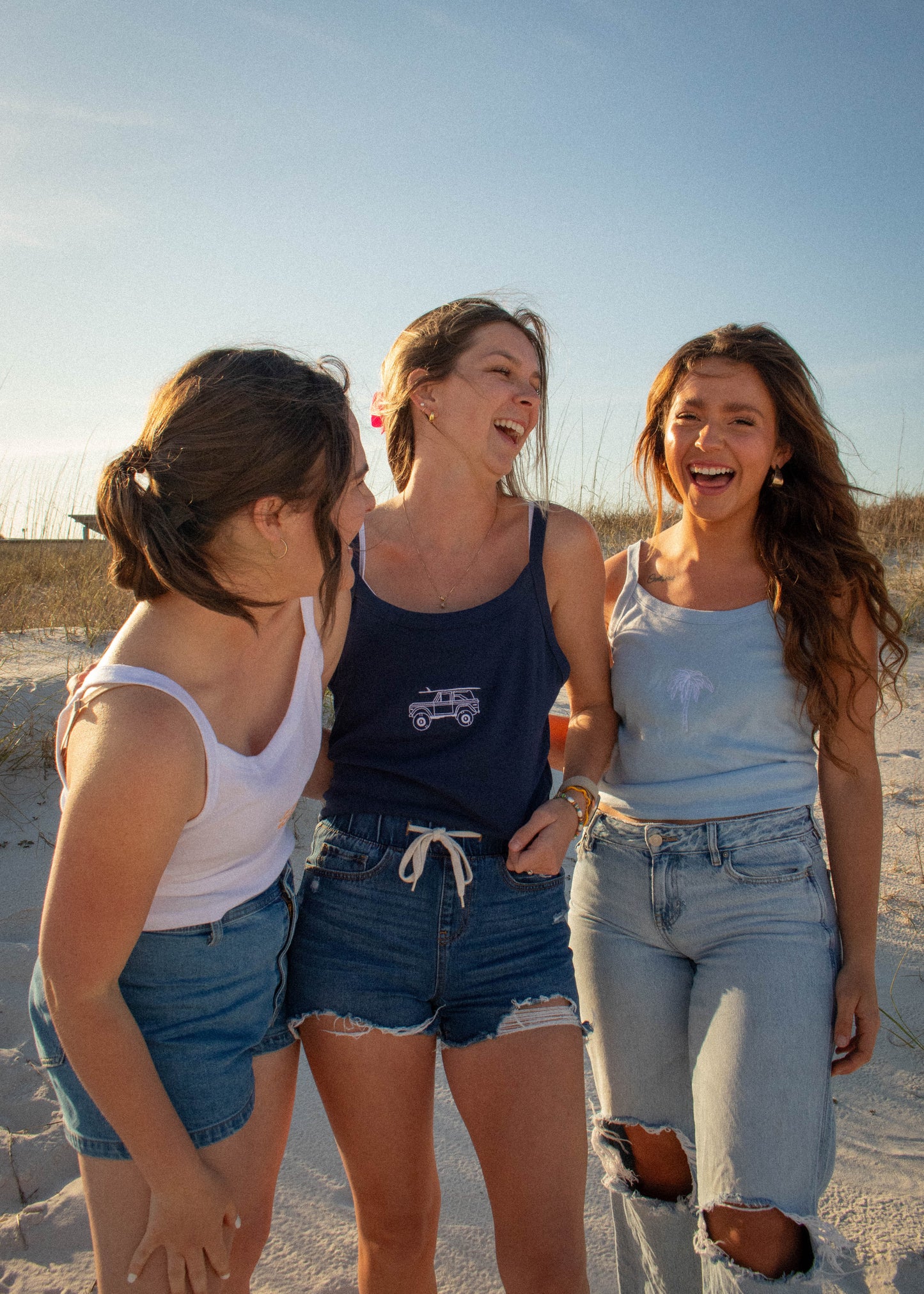 Palm Tree Embroidered Micro-Rib Tank Top