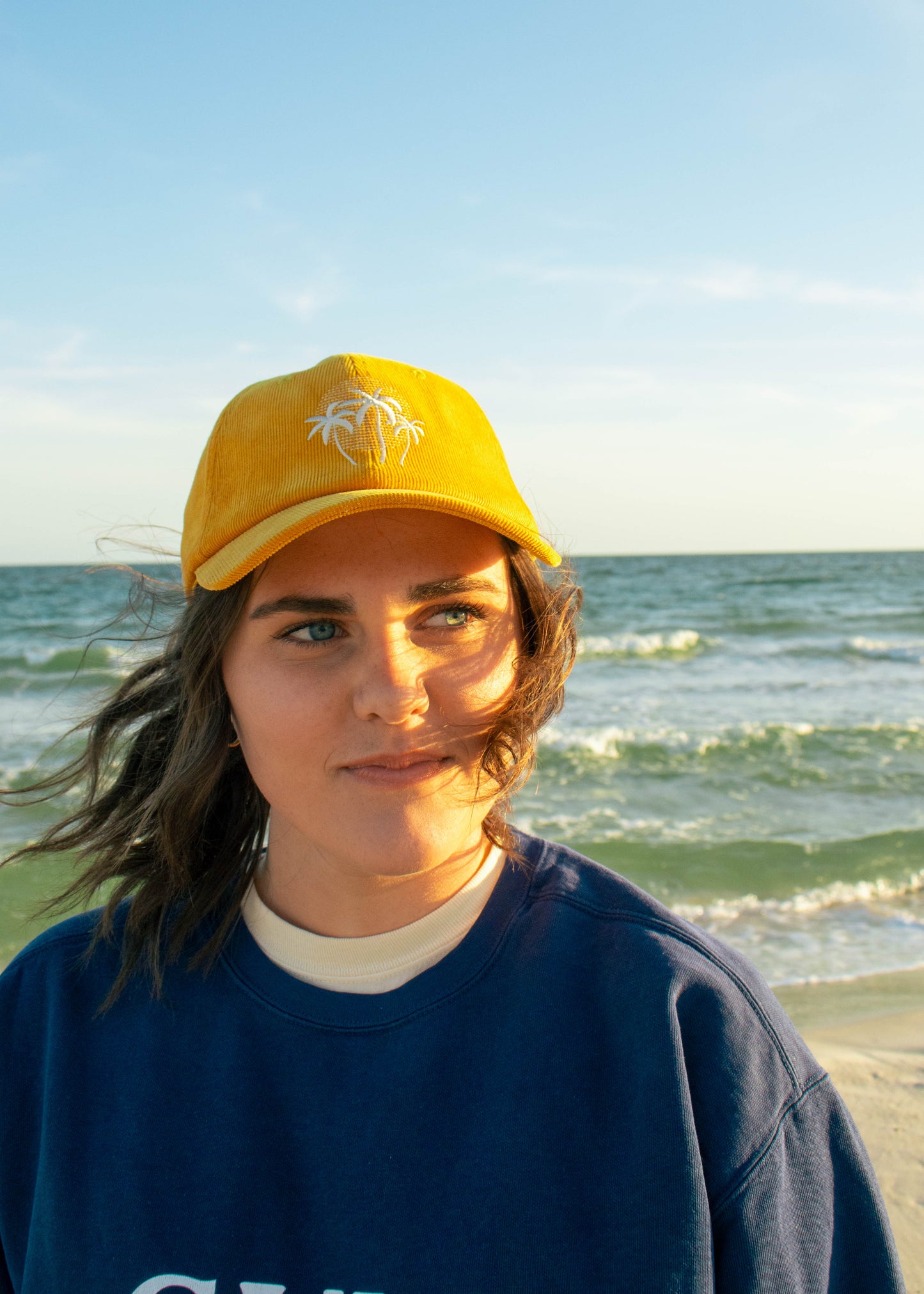 Sunset Palms Embroidered Baseball Hat | Golden Corduroy