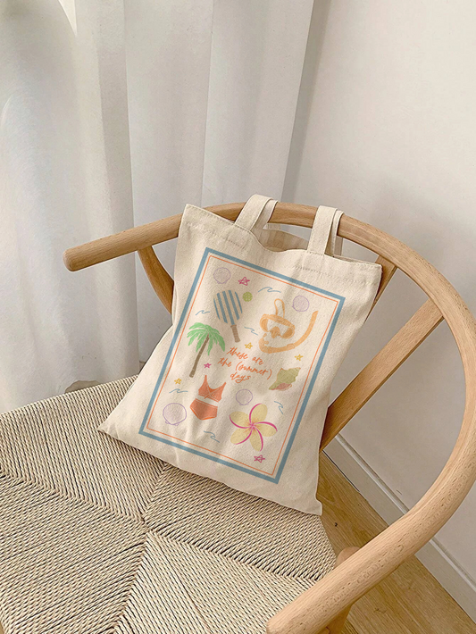 Summer Days Cotton Canvas Tote Bag