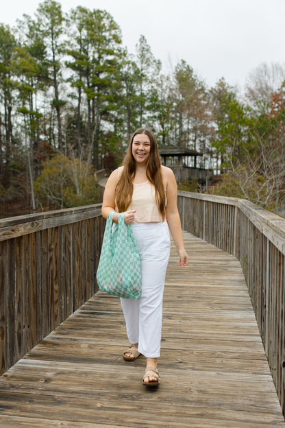 Lagoon Check Reusable Bag