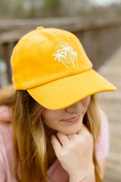 Sunset Palms Embroidered Baseball Hat | Golden Corduroy