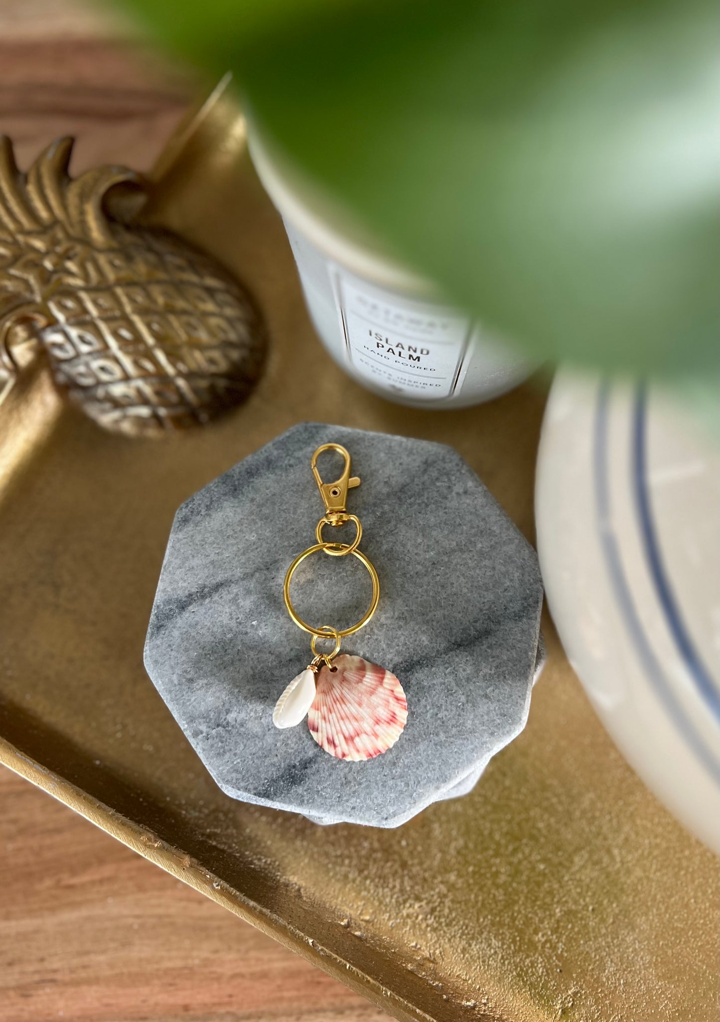 Seashell Keyring w/ Gold Ring