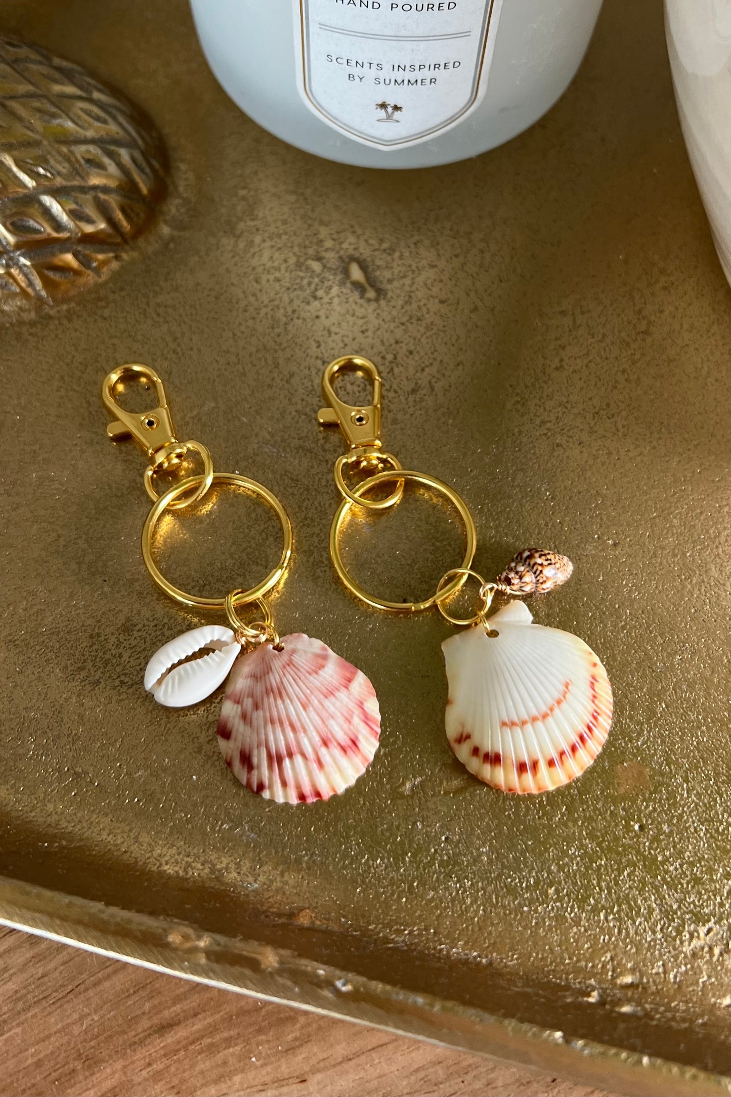 Seashell Keyring w/ Gold Ring