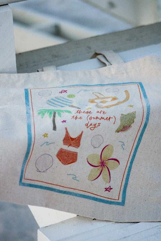 Summer Days Cotton Canvas Tote Bag