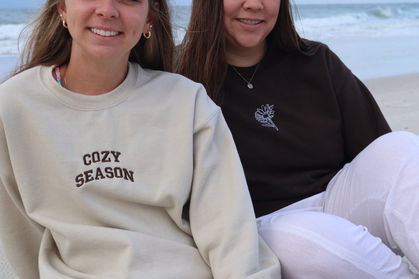 Sunflower Sketch Embroidered Pullover | Unisex Sweatshirt