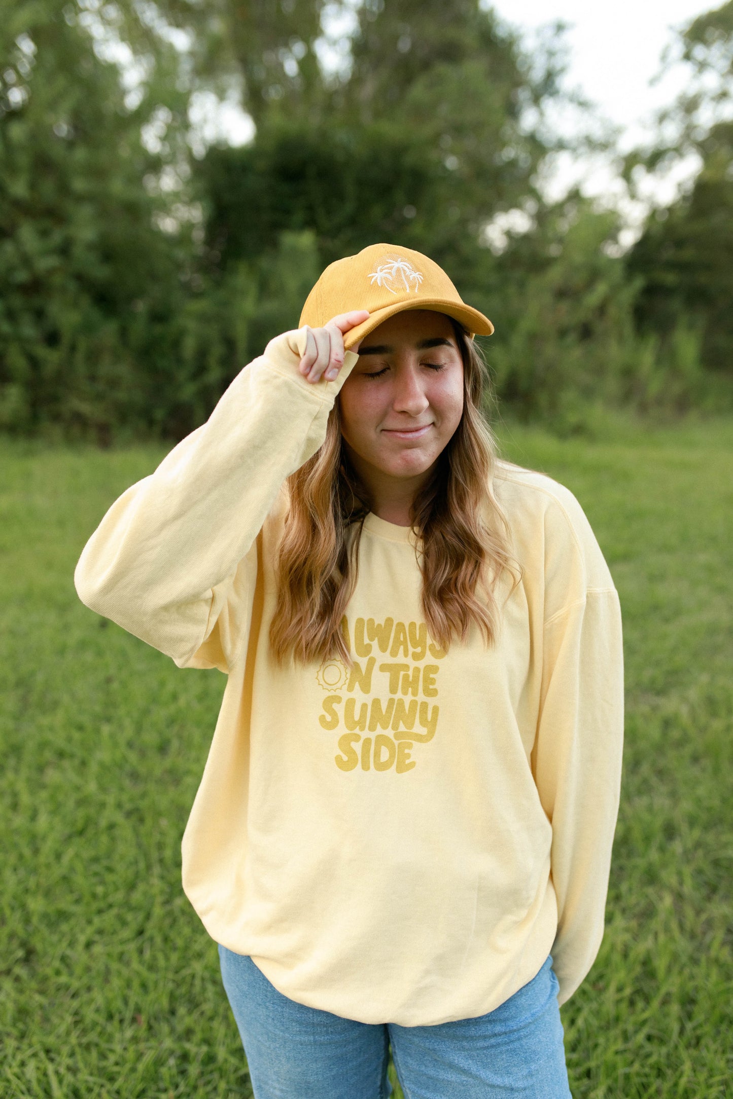 Sunset Palms Embroidered Baseball Hat | Golden Corduroy