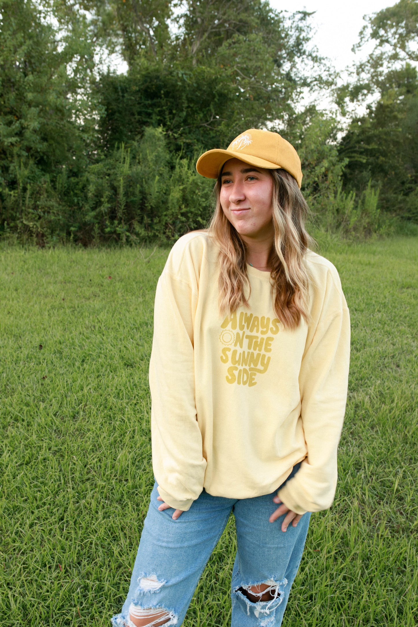 Sunset Palms Embroidered Baseball Hat | Golden Corduroy