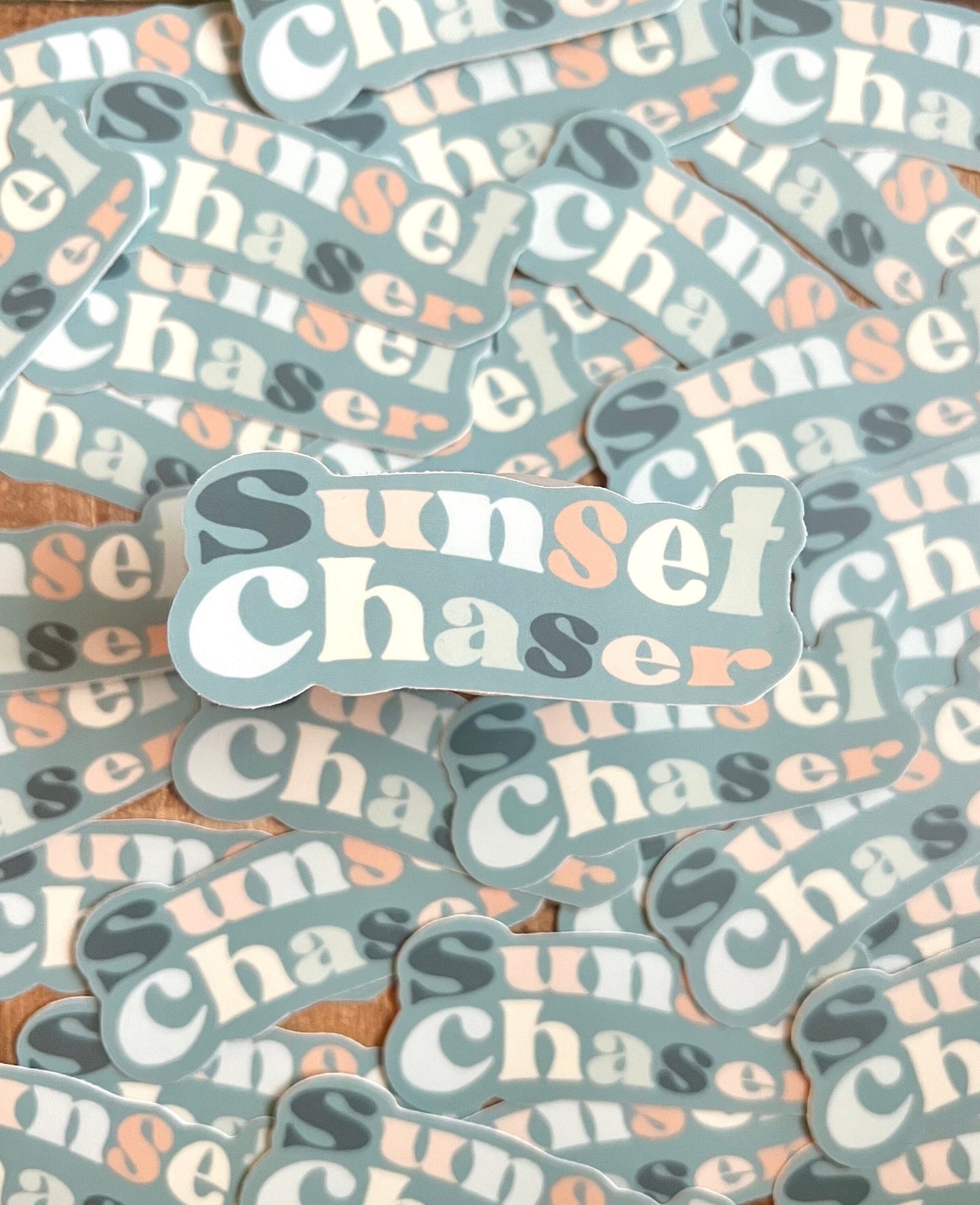 Sunset Chaser (Blue) Sticker // 3 x 1 in.