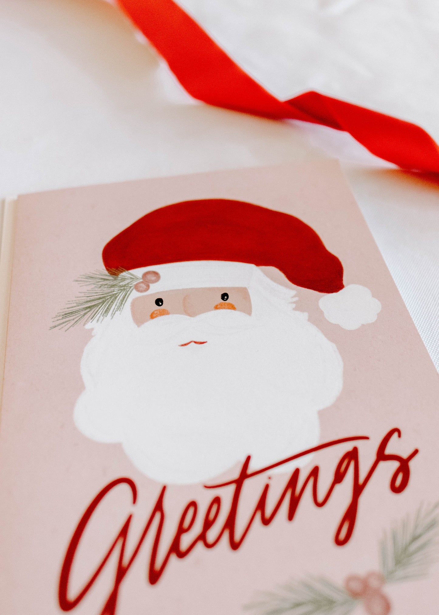 Retro Santa Greeting Card / 5x7 Blank Inside Card With Envelope