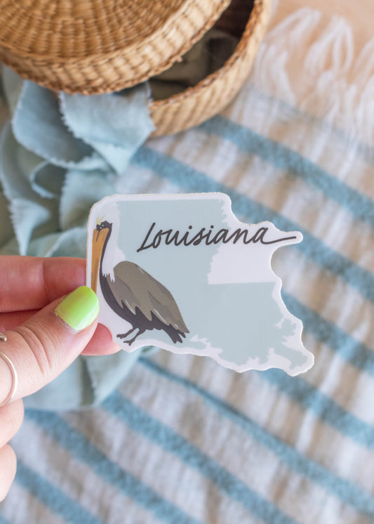 Louisiana Pelican Sticker // 3 in x 2.5 in