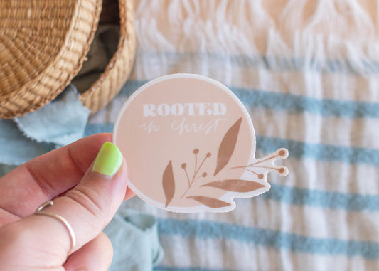 Rooted In Christ Sticker // 3 in x 2.5 in