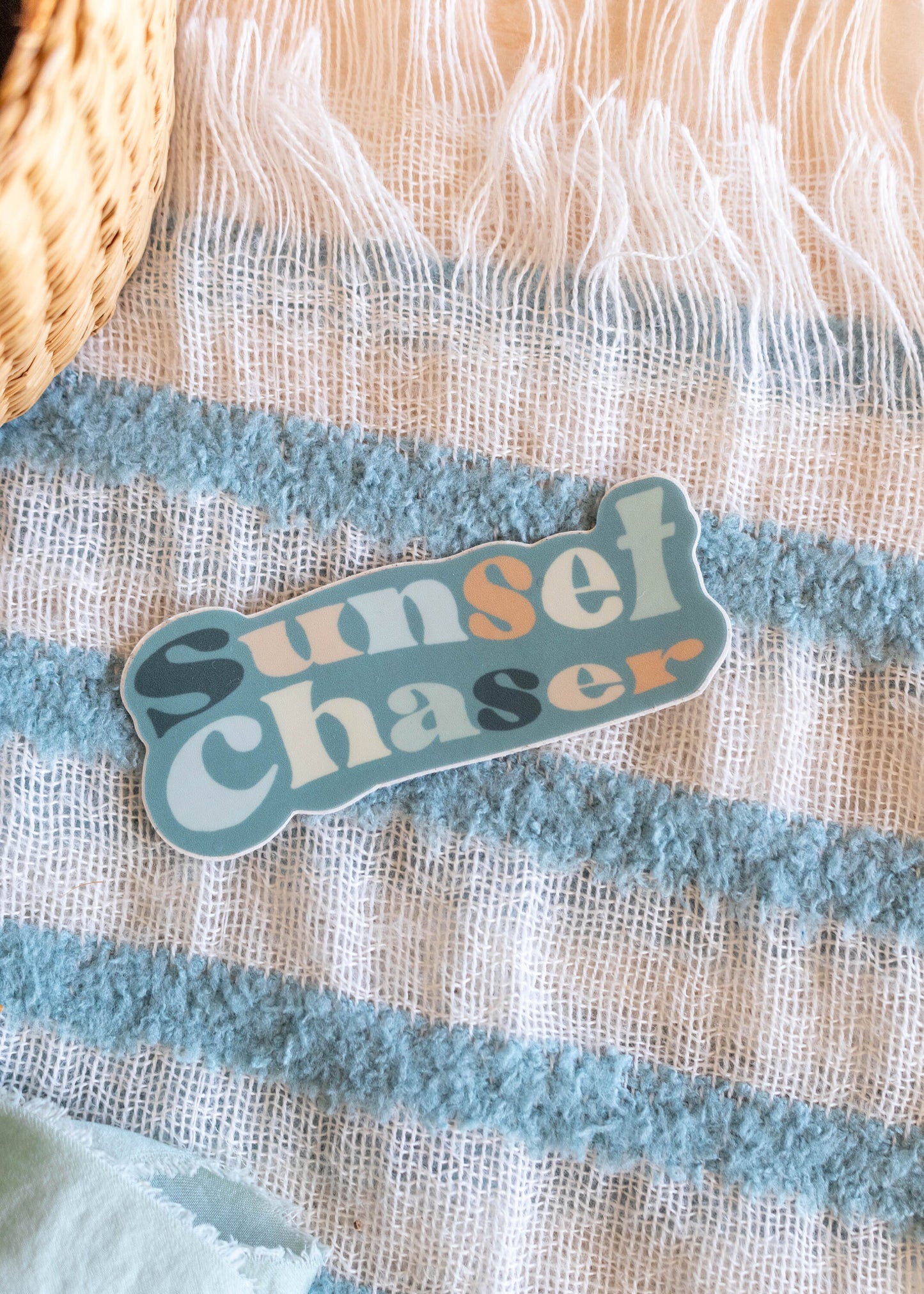 Sunset Chaser (Blue) Sticker // 3 x 1 in.