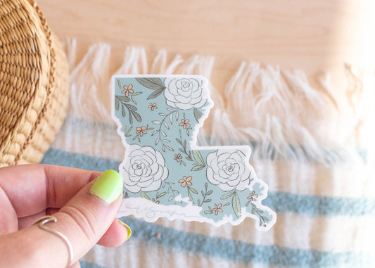 Floral Louisiana Sticker // 3 x 3 in