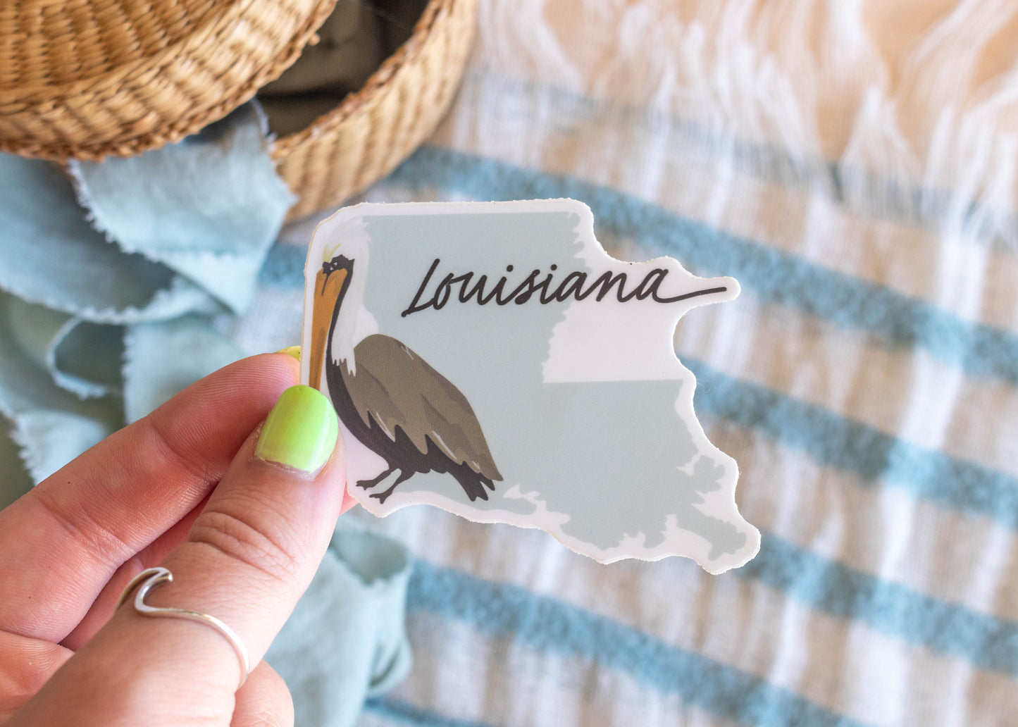 Louisiana Pelican Sticker // 3 in x 2.5 in