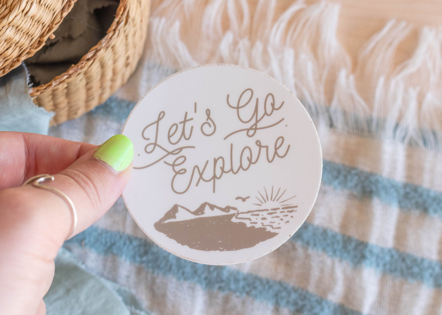 Let's Go Explore Sticker // 3 in x 3 in