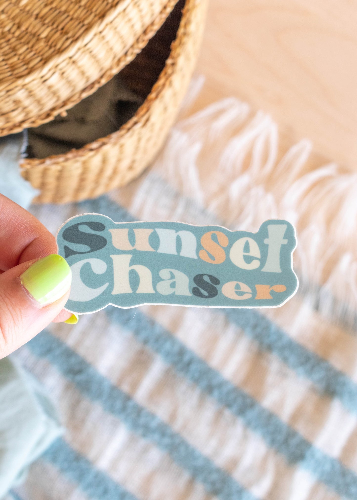 Sunset Chaser (Blue) Sticker // 3 x 1 in.