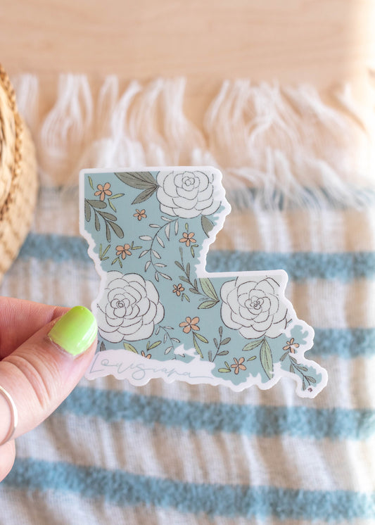 Floral Louisiana Sticker // 3 x 3 in