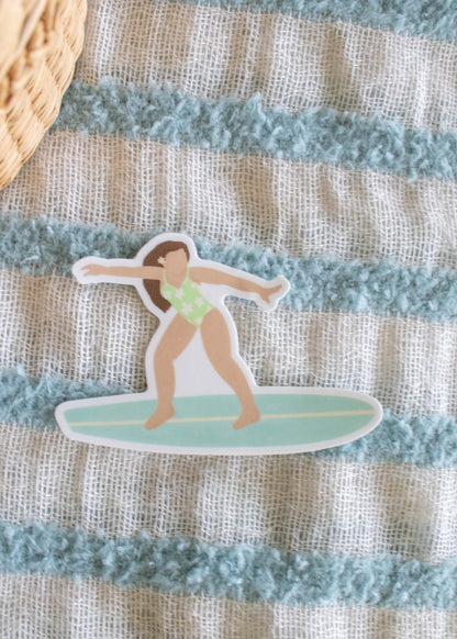 Surfer Girl Sticker // 3 x 3 in
