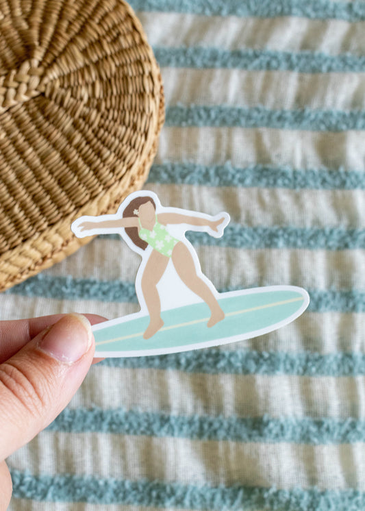 Surfer Girl Sticker // 3 x 3 in