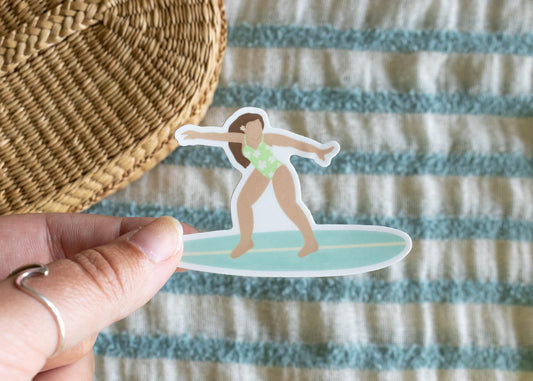 Surfer Girl Sticker // 3 x 3 in