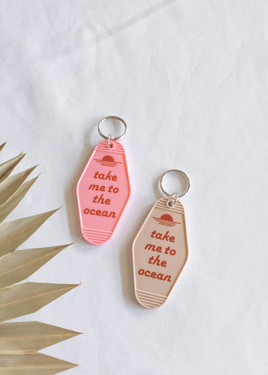 Take Me To The Ocean Retro Motel Keychain // 3.8 x 2 in