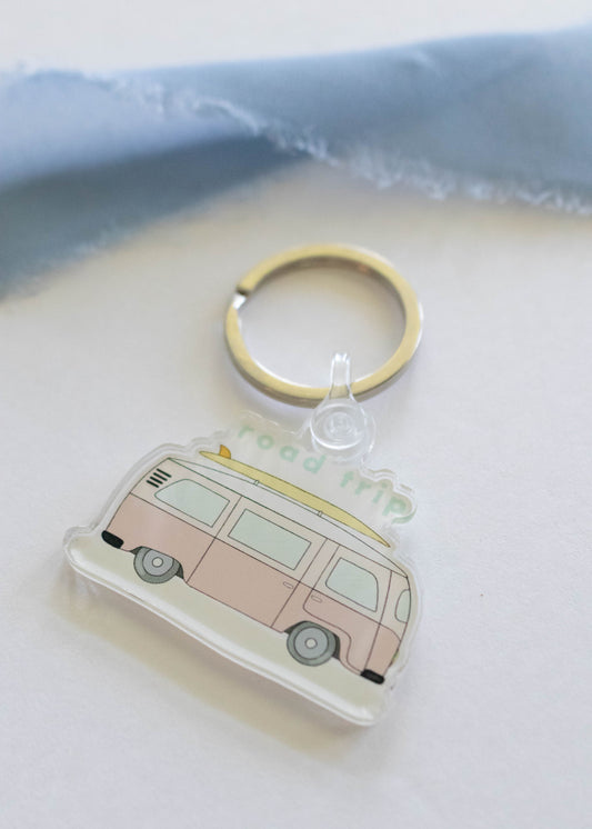 Road Trip Acrylic Keychain // 2 in x 1.35 in