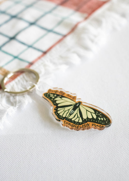 Wonderfully Made Butterfly Acrylic Keychain / 2 x 1.45 in