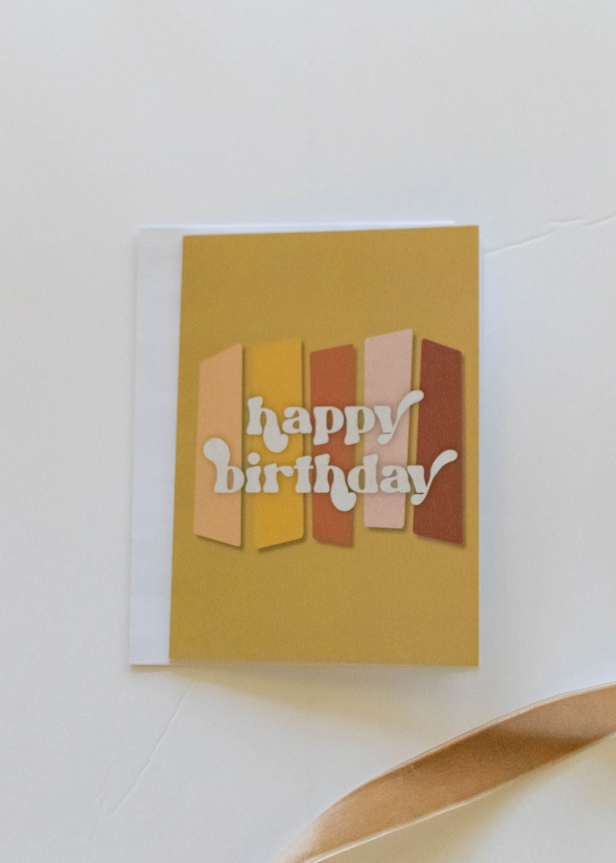 Yellow Retro Greeting Card / Blank Inside Card With Envelope